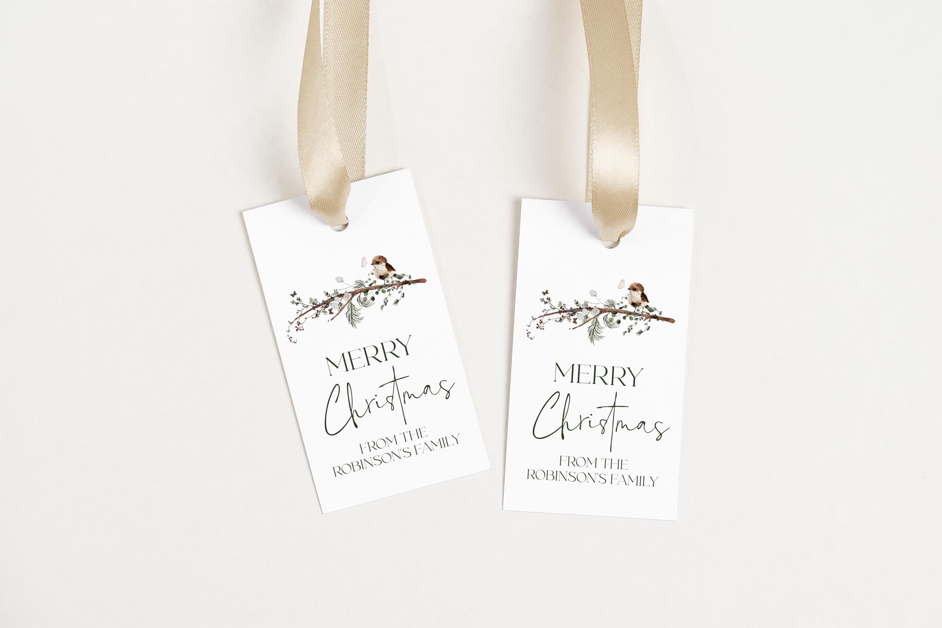 Woodland Bird Christmas Gift Tag | 2 Sizes | Holiday Favor Tags