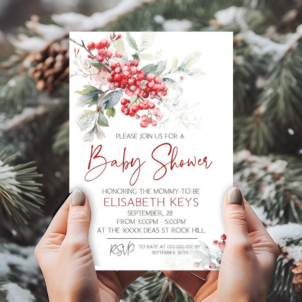 Christmas Baby Shower Invitations | Winter Baby Shower | Personalized Templates