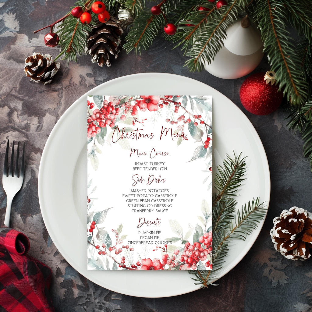 Christmas Party Menu | 2 Sizes | Personalized Xmas Table Stationery