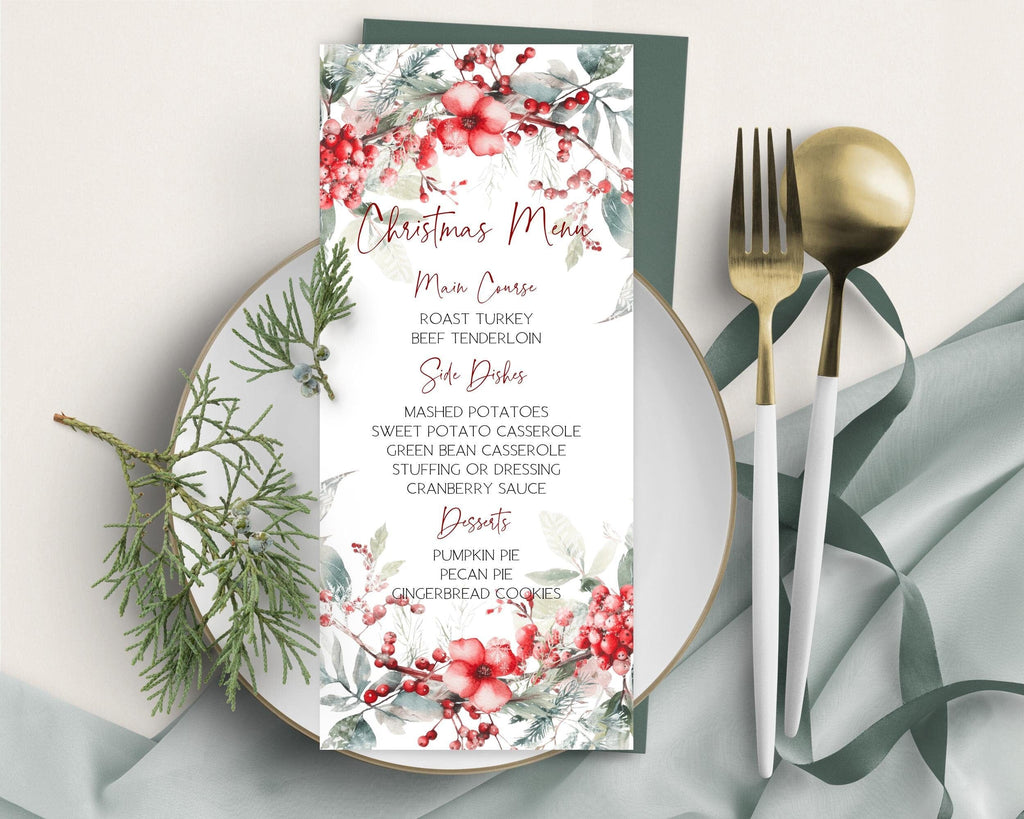 Christmas Party Menu Cards | 2 Sizes | Personalized Christmas Board
