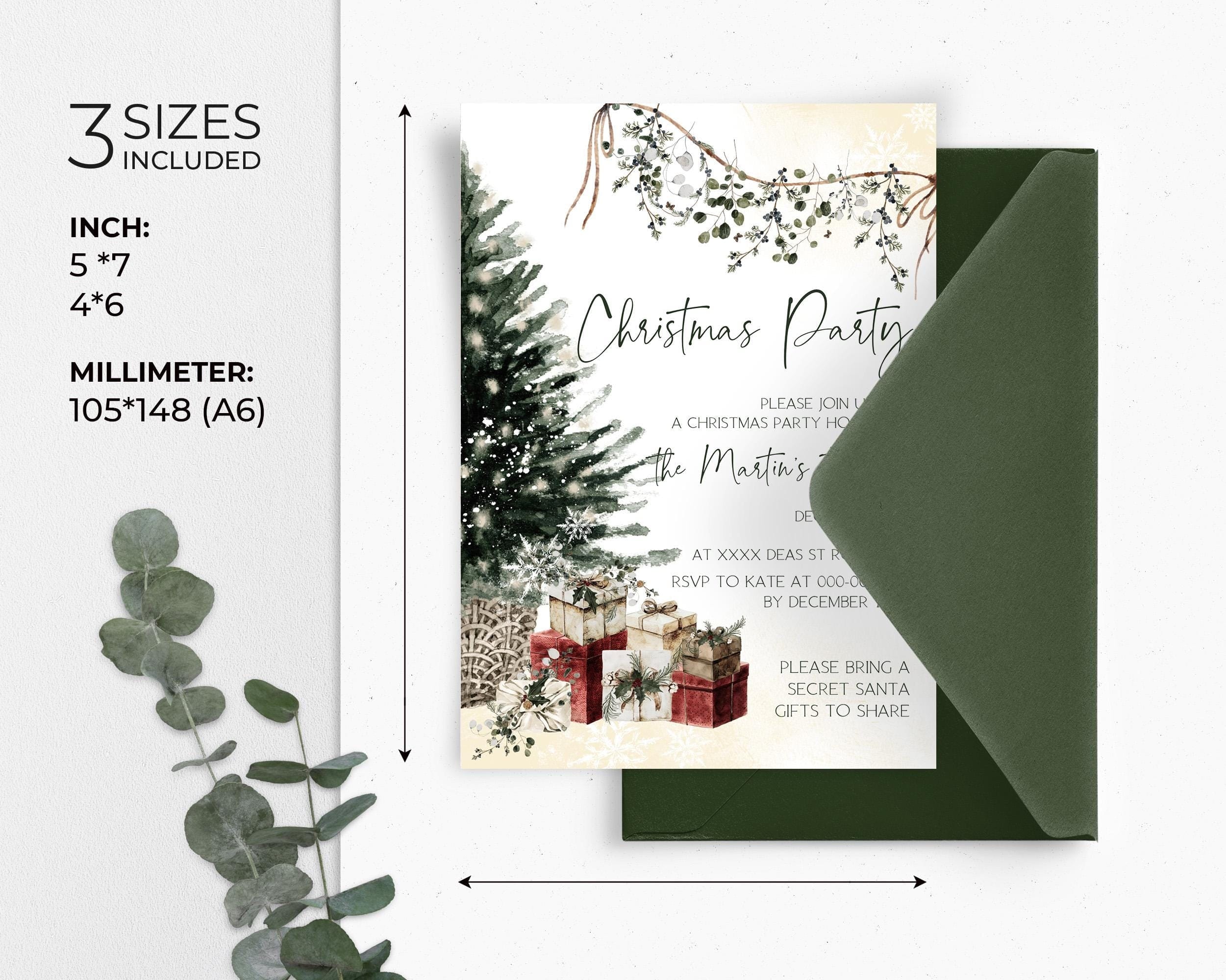 Xmas Invitation Cards | 3 Sizes | DIY Christmas Stationery