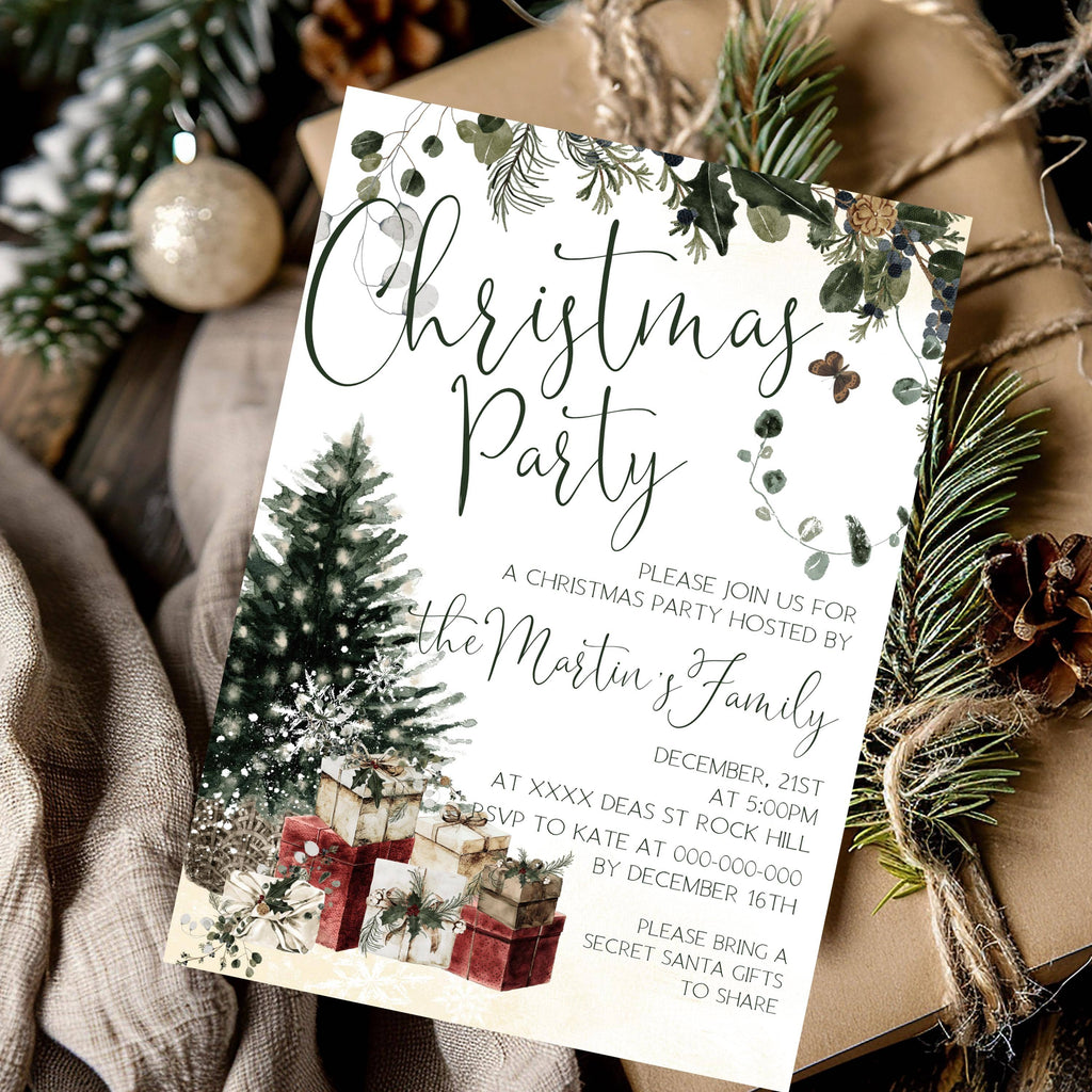 Custom Christmas Party Invites | 3 Sizes | DIY Christmas Dinner Party