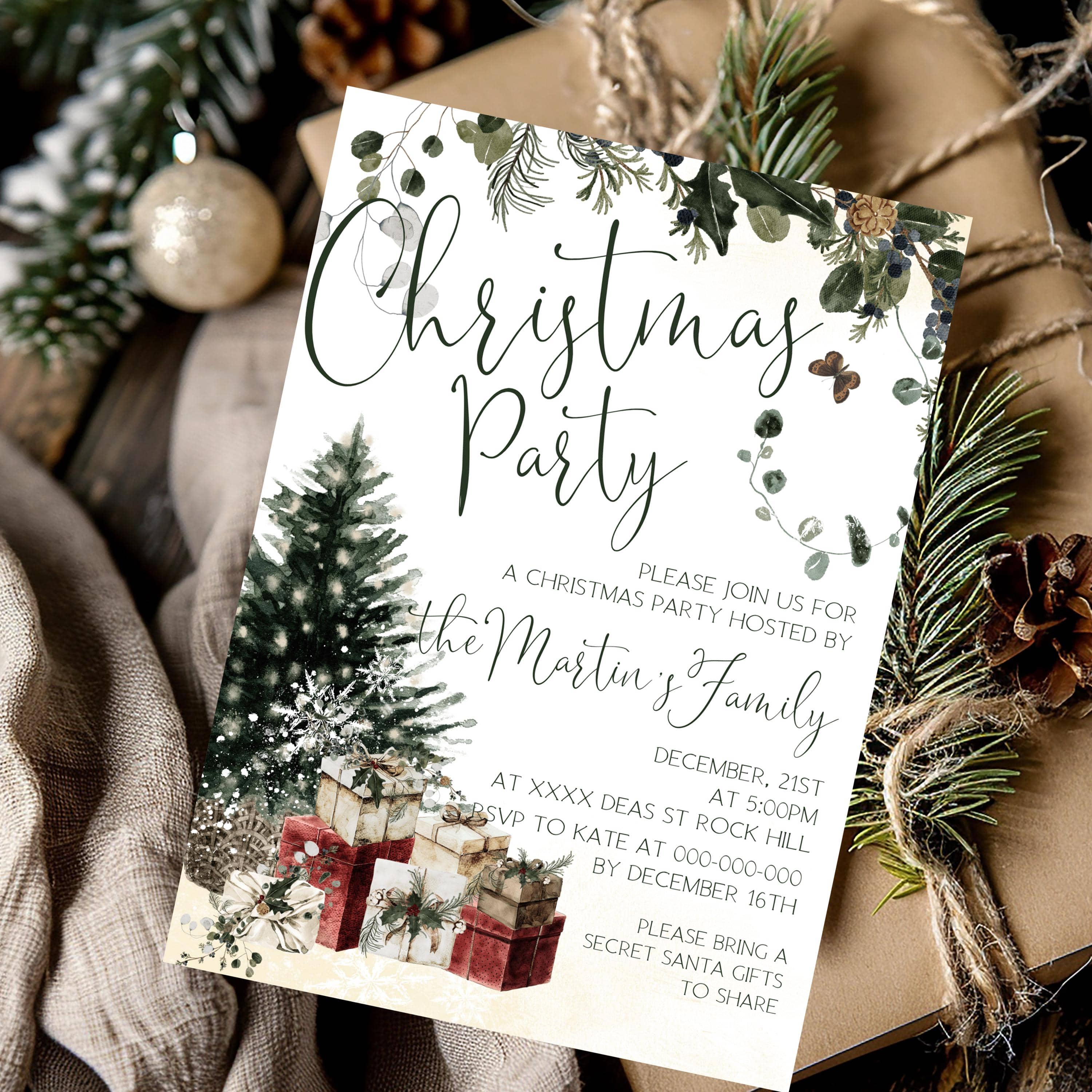Custom Christmas Party Invites | 3 Sizes | DIY Christmas Dinner Party