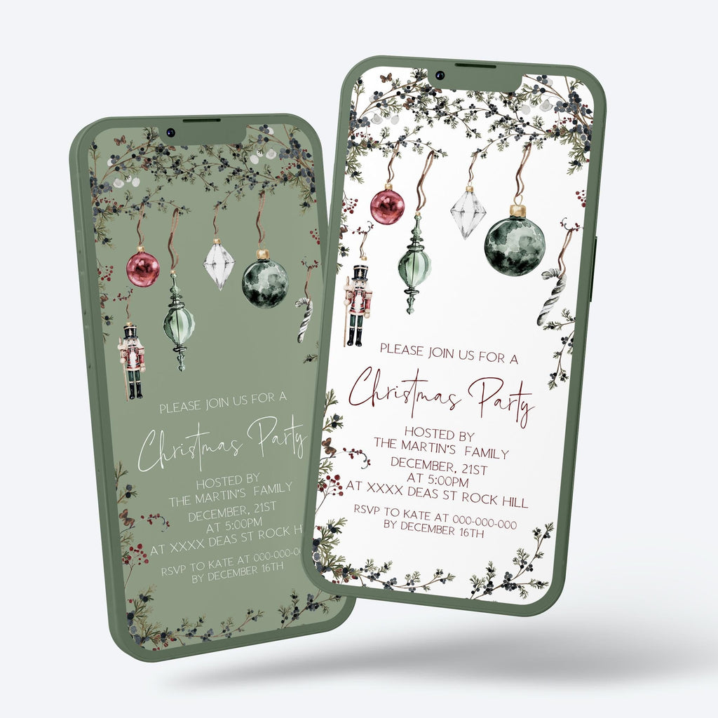 Festive Holiday Phone Evite | Xmas Party Mobile Announcement