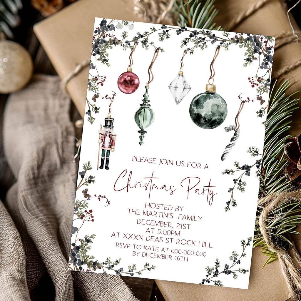 Nutcracker Christmas Party Invitation | 3 Sizes | DIY Winter Stationery