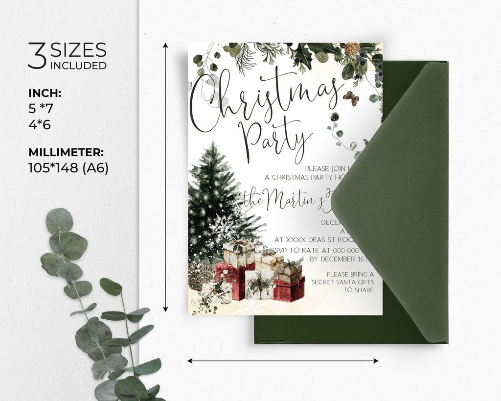 Custom Christmas Party Invites | 3 Sizes | DIY Christmas Dinner Party