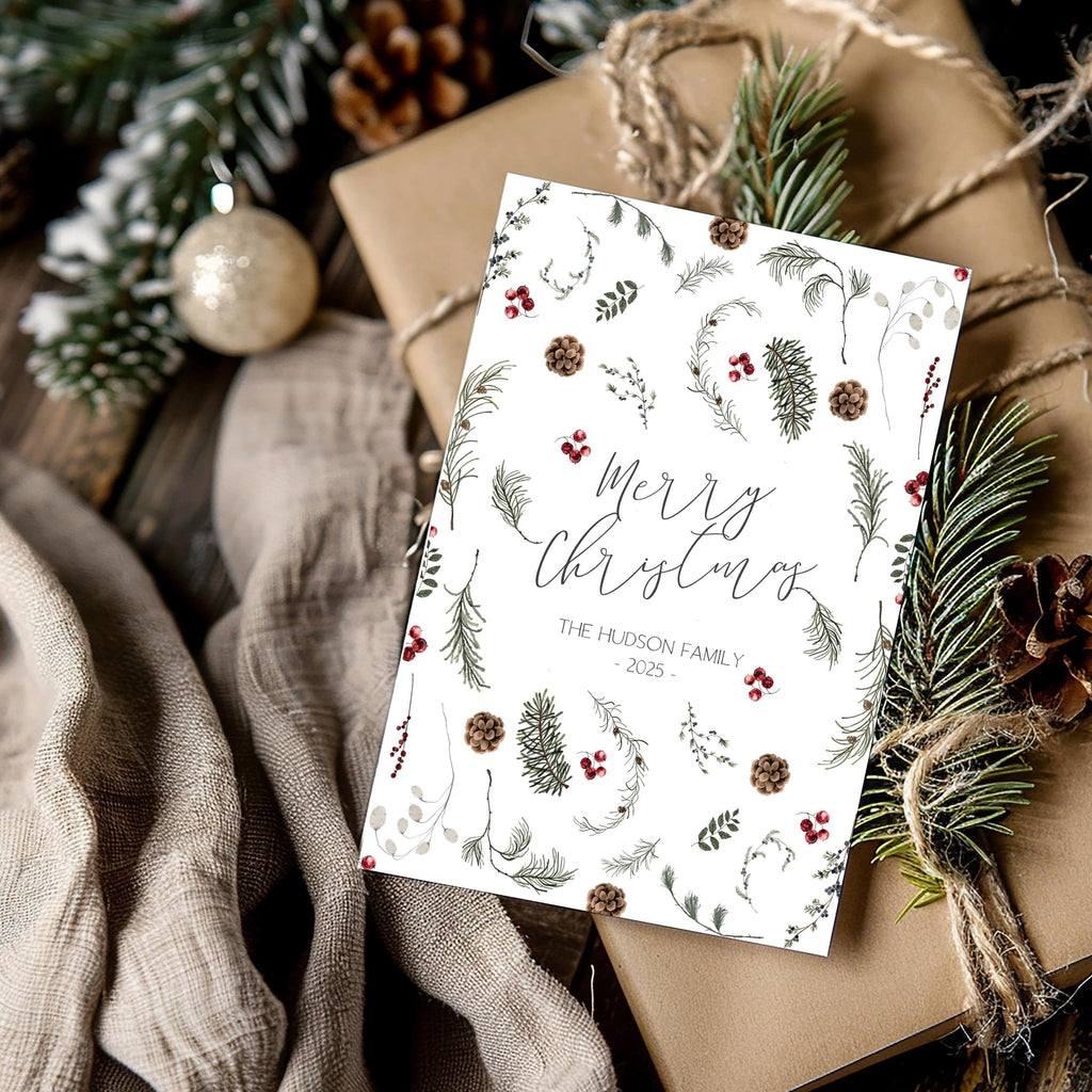 Botanical Christmas Card | 3 Sizes | Personalized Printables