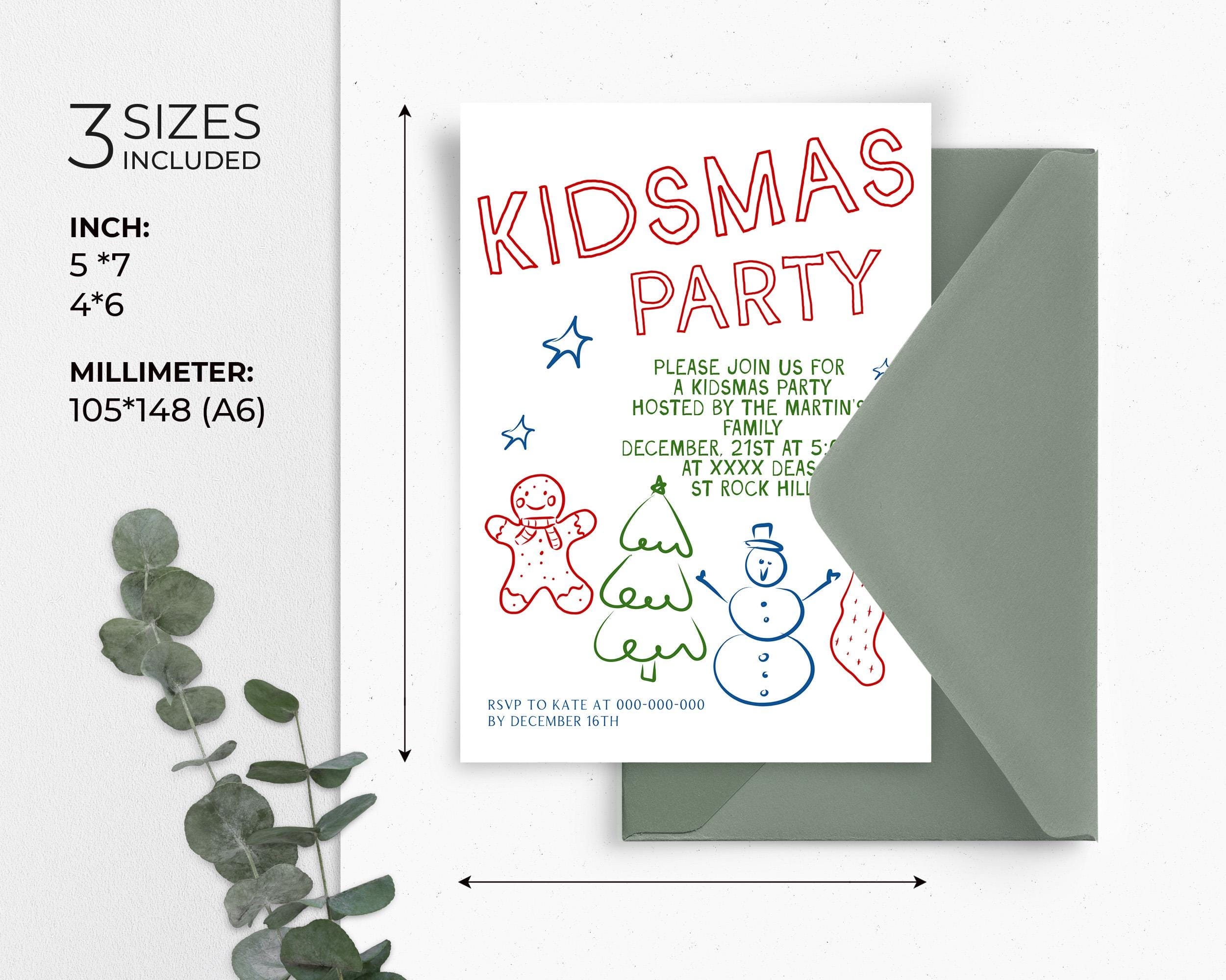 Whimsical Kidsmas Invitations | 3 Sizes | Personalized Printables