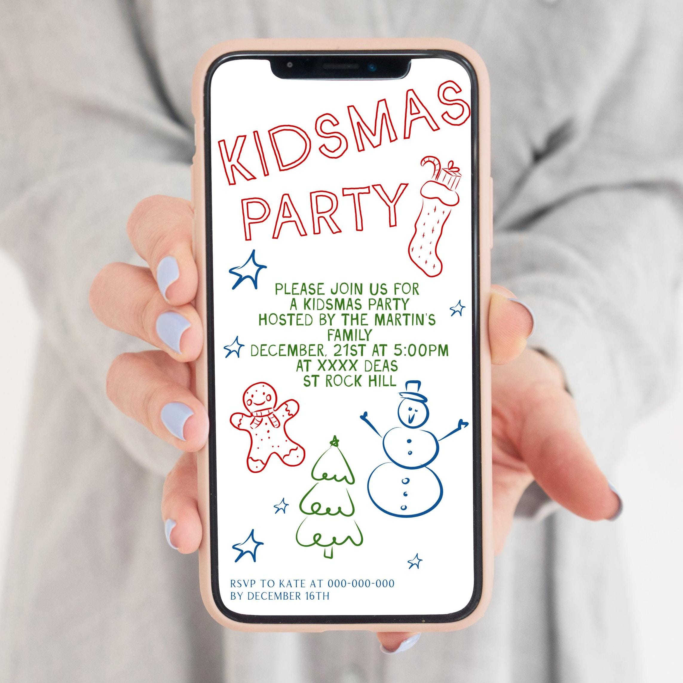 Kids Christmas Party Invite | Printable Quirky Fun Children's Invite