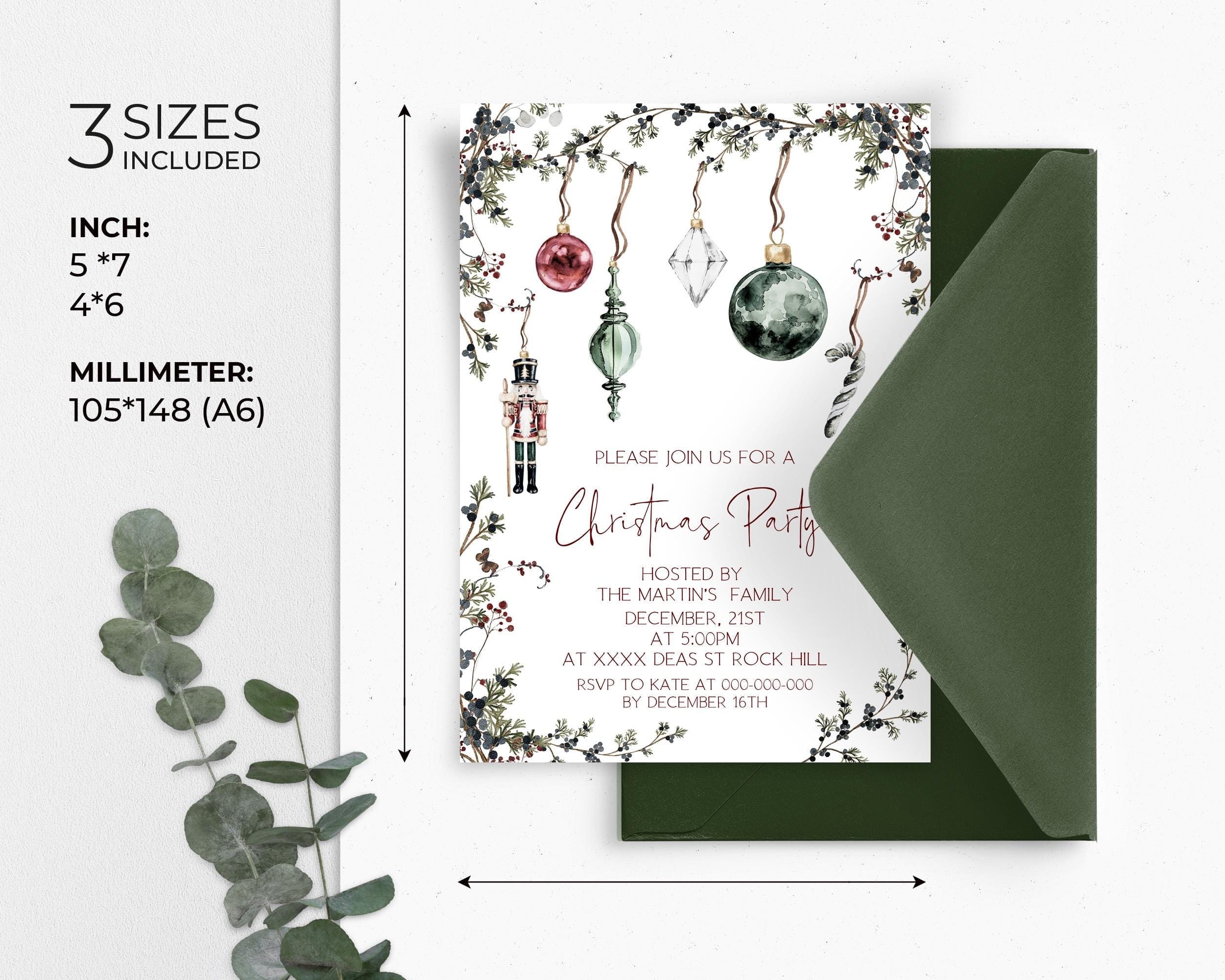 Nutcracker Christmas Party Invitation | 3 Sizes | DIY Winter Stationery