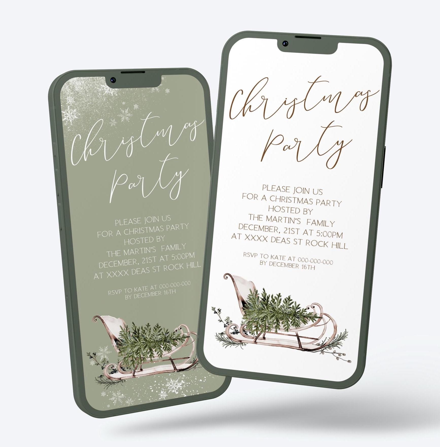 Christmas Party Invites,  Personalized Electronic Templates