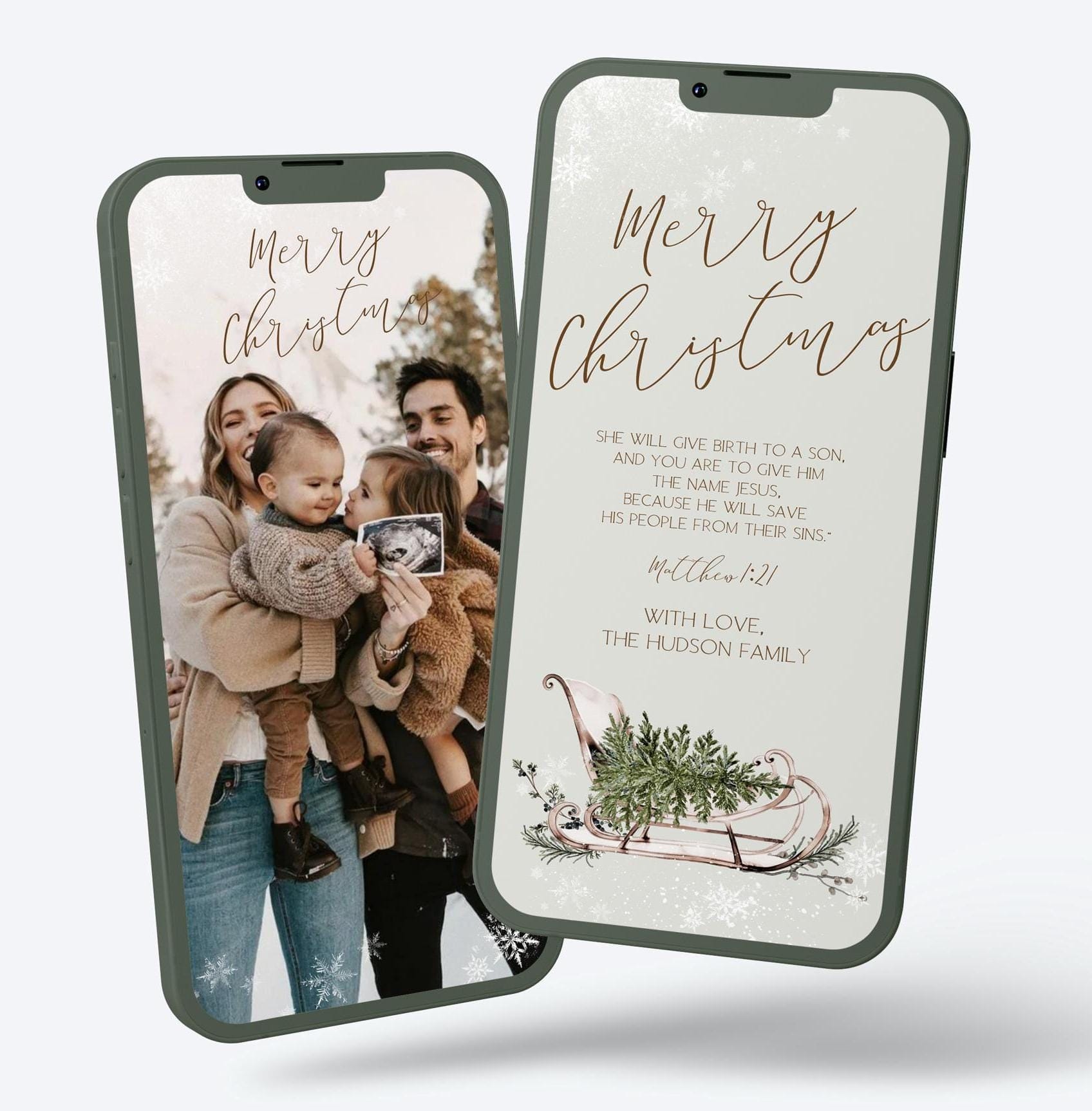 Christmas Party Digital Invites | Sage Christmas Snowflakes | Editable Templates