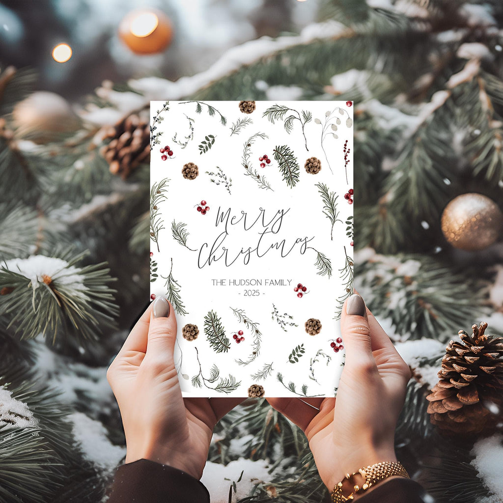 Botanical Christmas Card | 3 Sizes | Personalized Printables