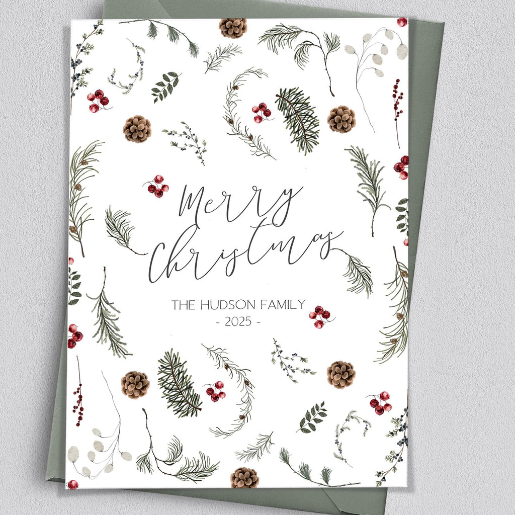 Botanical Christmas Card | 3 Sizes | Personalized Printables
