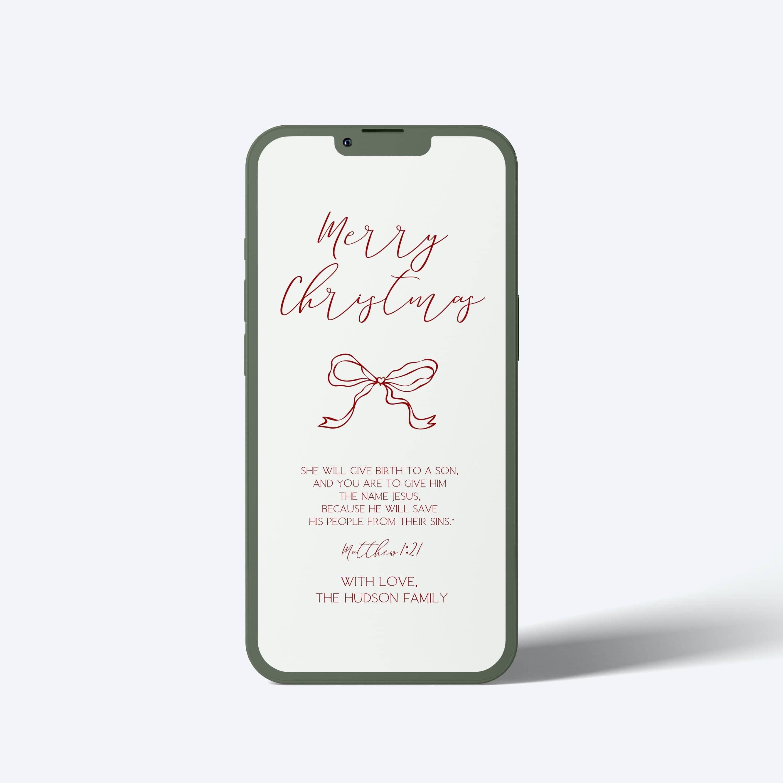 Christian Christmas Digital Invitation | Minimalist Bible Smartphone Invites