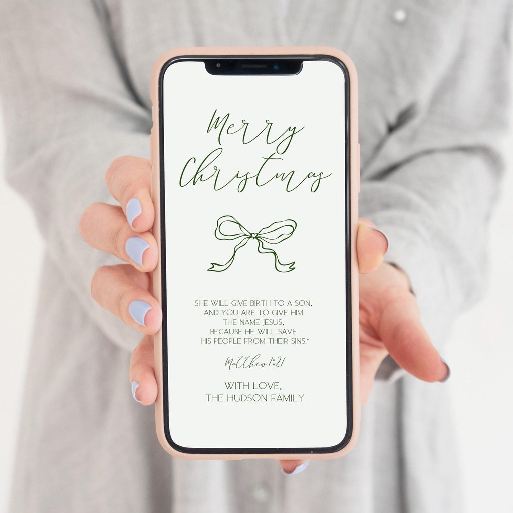Christian Christmas Digital Invitation | Minimalist Bible Smartphone Invites